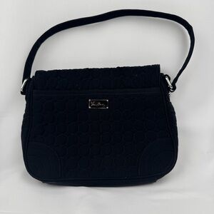 Vera Bradley Black Quilted Microfiber Crossbody Bag Baroque Lining NWOT